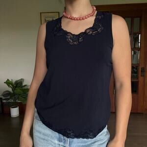 Navy cotton stretch tank